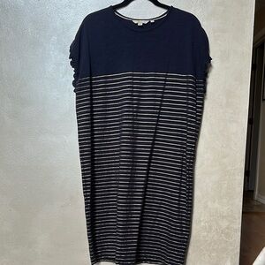 EUC Boden Navy and Gold Striped Midi Dress sz 10
